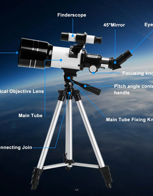 Load image into Gallery viewer, Telescope for Adults Astronomy, 300/70 Portable Refractor Telescope (15X-150X) with a Phone Adapter &amp; Adjustable Tripod for Kids Astronomy Beginners, Xmas Birthday Gifts for Adults Kids
