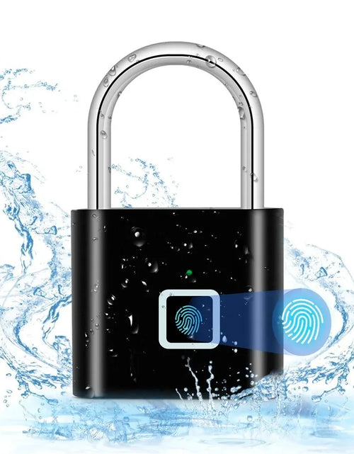 Load image into Gallery viewer, Keyless USB Charging Fingerprint Lock Smart Padlock Waterproof Door Lock 0.2Sec Unlock Portable Anti-Theft Padlock Zinc
