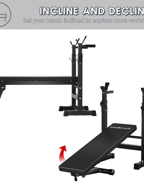 Load image into Gallery viewer, Folding Weight Bench Home Gym Adjustable Strength Training Adjustable Barbell Rack
