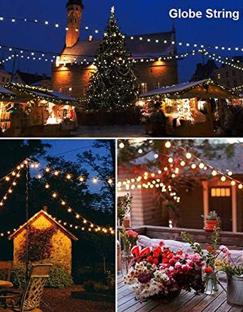 Load image into Gallery viewer, Globe Outdoor String Lights, 97FT Patio String Light with 49 G40 Clear Glass LED Bulbs(1 Spare), Waterproof Hanging Lights String for outside Backyard, Porch, Bistro, Party, Garden Gathering
