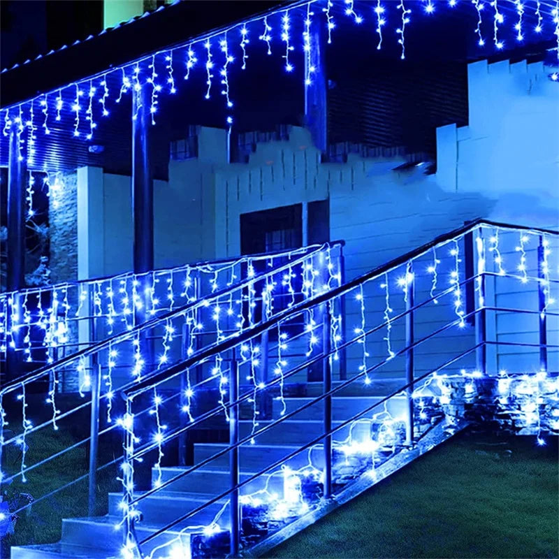 Christmas Lights Waterfall Outdoor Decoration 5M Droop 0.4-0.6M Led Lights Curtain String Lights Party Ggarden Eaves Decoration