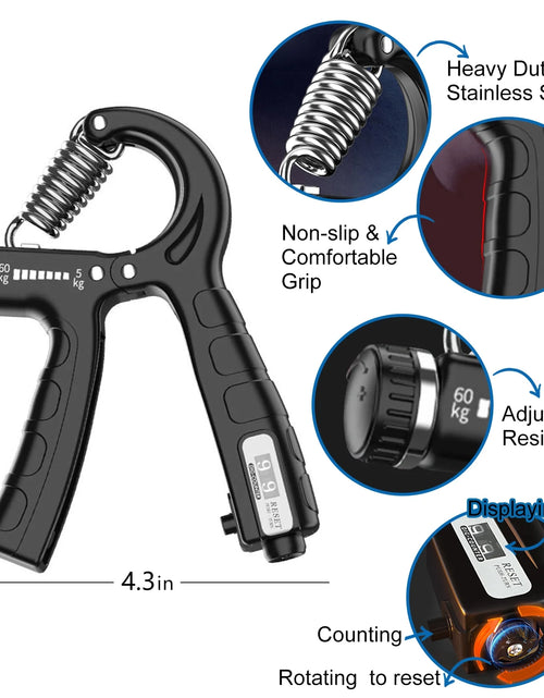 Load image into Gallery viewer, Hand Grip Strengthener 5-In-1, Adjustable Forearm Grip Strength Trainer for Finger Wrist, Blue
