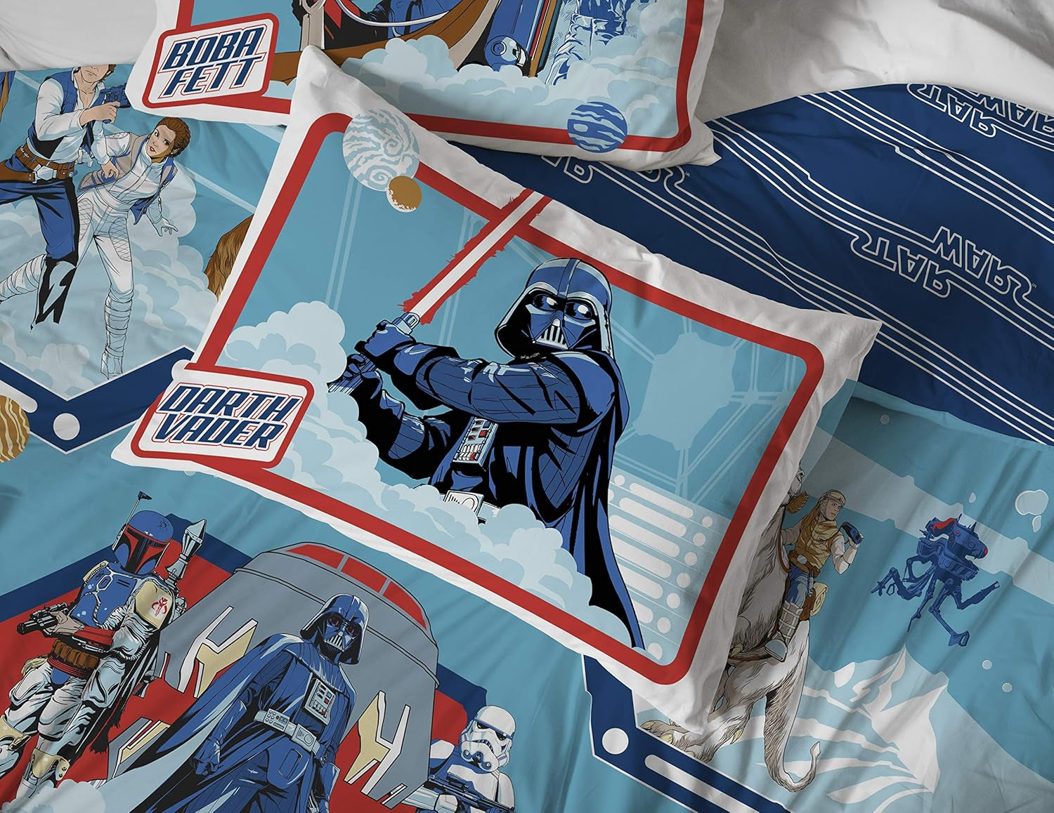 Star Wars Empire Strikes Back 40Th Anniversary 7 Piece Full Bed Set - Includes Reversible Comforter & Sheet Set Bedding - Super Soft Fade Resistant Microfiber (Official Star Wars Product)