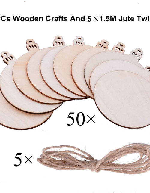 Load image into Gallery viewer, Pack of 50 Wooden Crafts to Paint Christmas Tree Hanging Ornaments Unfinished Wood Cutouts Christmas Decoration DIY Crafts (Wooden round Cutouts)
