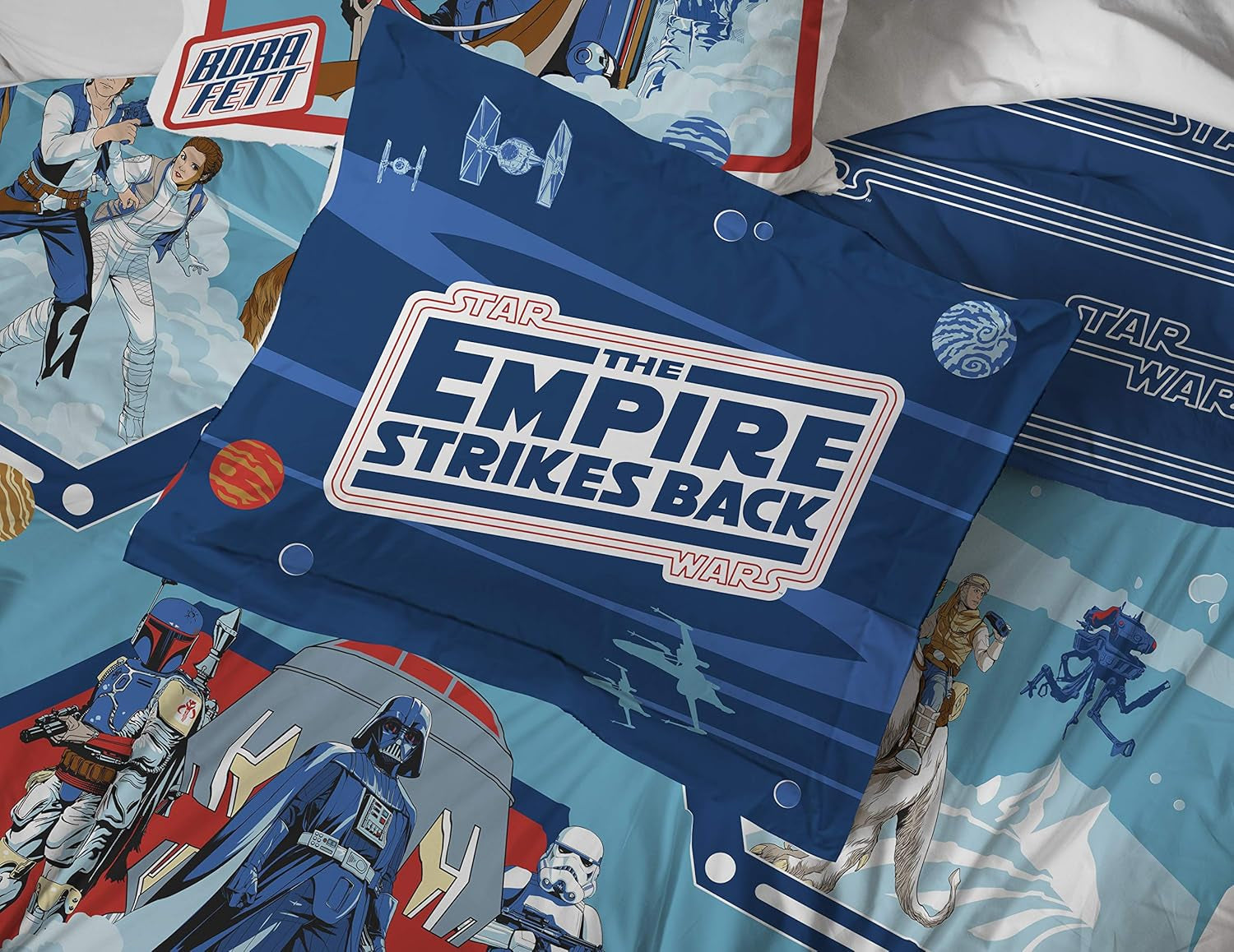 Star Wars Empire Strikes Back 40Th Anniversary 7 Piece Full Bed Set - Includes Reversible Comforter & Sheet Set Bedding - Super Soft Fade Resistant Microfiber (Official Star Wars Product)